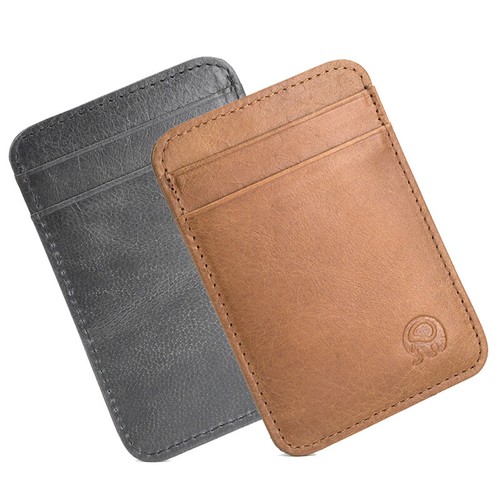 Unisex Slim Leather Wallet Card Holder Front Pocket Wallet Credit ID Pocket Thin - Picture 10 of 22