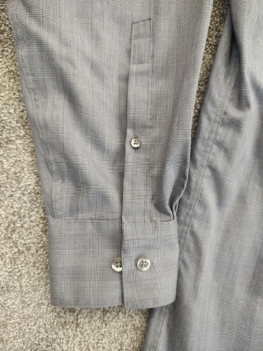 Men's Large Button Up Shirt Gray Plaid Non-Iron Breathable 100% Cotton - Picture 6 of 9