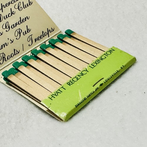 Vintage Hyatt Regency Lexington hotel matchbook Green Chartreuse Unused Drawing - Picture 4 of 6
