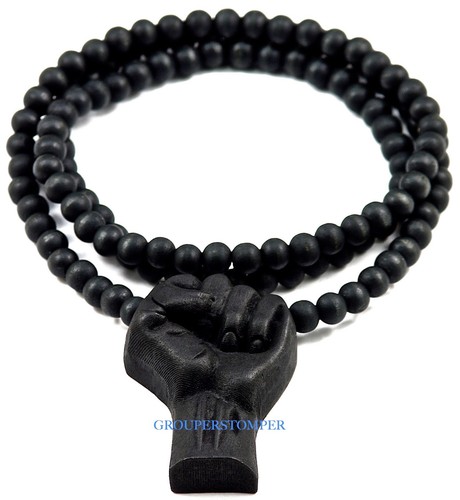 Nuevo colgante Power Fist Freedom Justice con cuentas de madera natural o collar de metal - Imagen 60 de 109