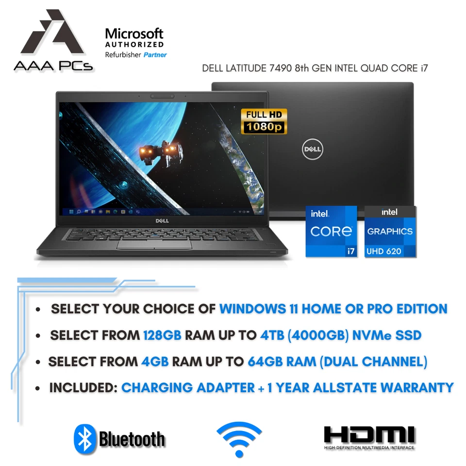 Dell 14" FHD Laptop Intel Quad Core i7 4.20GHz 64GB RAM 4TB SSD Windows 11 Pro - Image 2 of 4