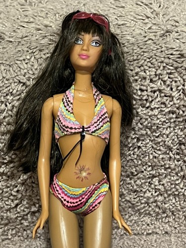 BARBIE Doll Cali Girl Lea Barbie Doll Beach Tatoo Bikini Brunette