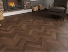 Dark Brown Walnut Oak Herringbone Parquet Engineered Wood Flooring