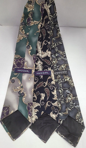 Haggar Men's Paisley Neck Tie Designer Colorful Business Lot of 3 - Picture 3 of 9
