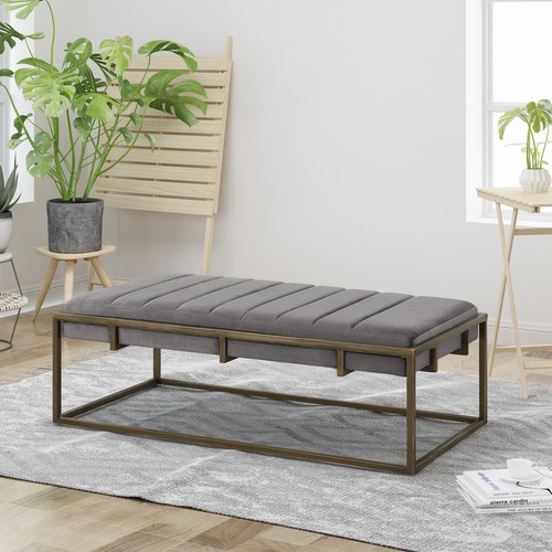 Modern Upholstered Velvet Ottoman Bench Shoe Entryway Bedroom Bench,Foot Rest - Picture 2 of 29