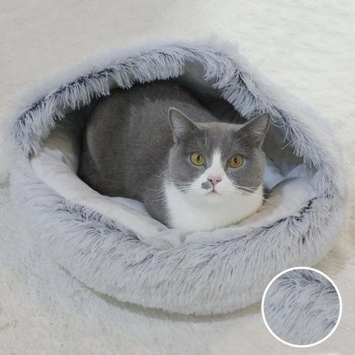DECASSA Pet Bed Plush Nest Semi-Closed Mattress For Cats Small Dogs - Picture 16 of 28