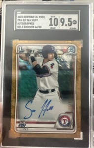 2020 1st Bowman Chrome SAM HUFF Gold shimmer Auto /50 9.5/10 Auto