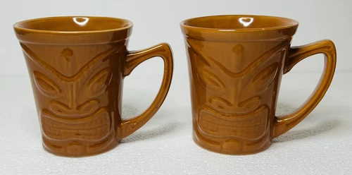 Vintage Trader Vic’s Tiki Mugs with Handles - Set of 2 - Stoneware Barware