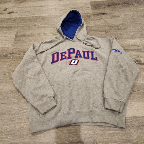 OVB Old Varsity Brand Vintage Depaul Blue Demons Hoodie Medium Sweatshirt Gray - Picture 2 of 12