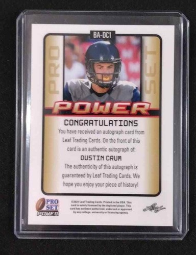2021 Pro Set Power Dustin Crum Blue Foil 65/99 SP Auto Rookie RC Kent State Mint - Picture 2 of 4