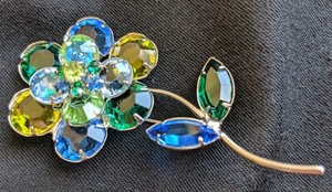 Blue-Green-Colett-Open-Back-Setting-Floral-Pin-Brooch-Faceted-Rhinestone-2-1-2-034