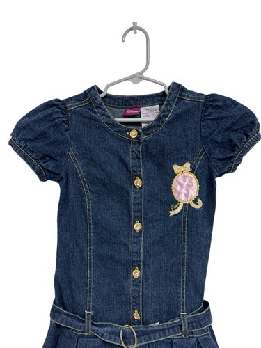 Disney princess girls denim dress short sleeve button front size 6/6X - Picture 3 of 9