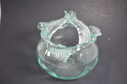 UNUSUAL PETALS SHAPE VASELINE DEPRESSION GLASS FLOWER BOWL 1929-1939 - Picture 2 of 8