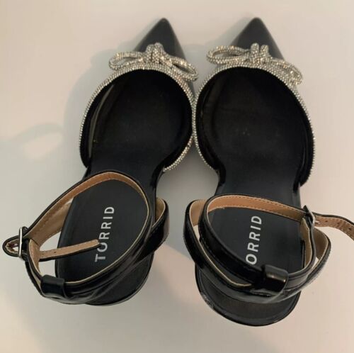 Torrid Embellished Bow Pointed Toe Heel Black Plus Size 8WW - Picture 5 of 10