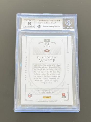 Tarjeta de novato 2015 National Treasures DEANDREW WHITE #156 RC SP/99 BGS 9/10 automática - Imagen 2 de 6