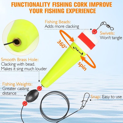 Popping Cork Float Rig Weighted Fishing Bobbers Floats Fishing Corks Popping ... - Picture 4 of 7