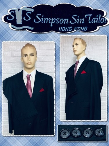 SIMPSON SIN TAILOR Blue Pinstripe WOOL  42L SUIT 36x30 Pleated Pants 978099  - Picture 1 of 8