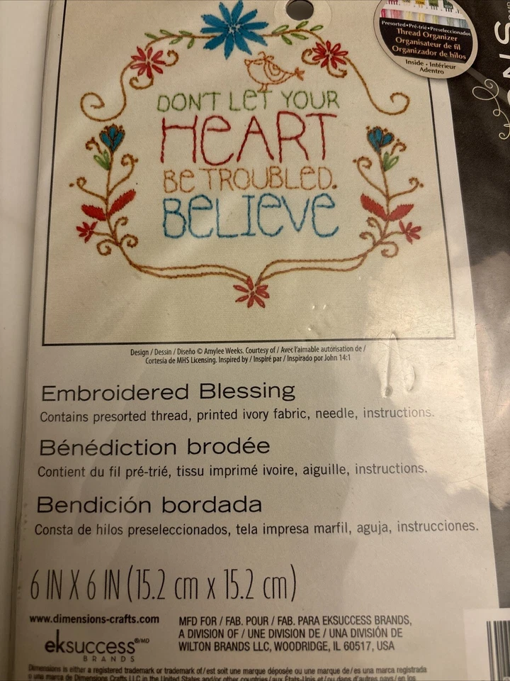 Dimensiones- No dejes que tu corazón se preocupe-en cruz contada 6 X6 NUEVO/SELLADO Foto 2 de 3