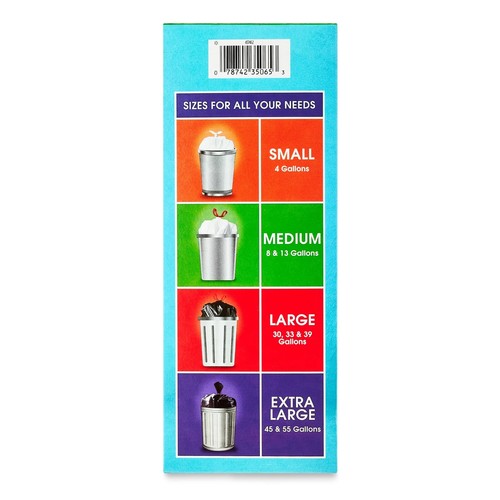Great Value 13-Gallon Drawstring Tall Kitchen Trash Bags, Unscented, 40 Bags - Picture 5 of 7