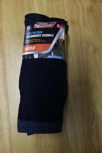 Dickies Steel Toe Heavy Thermal Crew Socks 3-Pack Acrylic Blend Sizes 6-12