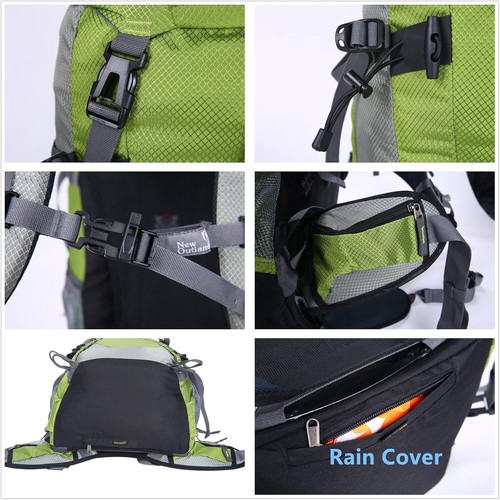 UNISTRENGH Wanderrucksack Nylon wasserabweisend 50 Liter Backpacking (LGRÜN) - Bild 5 von 10