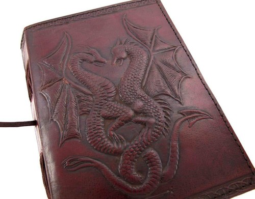 Diario Diario Varios Tamaños Cuero Comercio Justo Papel Dragón Fuego En relieve Cuaderno - Imagen 3 de 4