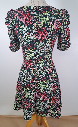 THE FROLIC Tea Dress Vintage Floral Print Ruched Bust Short Sleeve BNWT UK 8 - Picture 13 of 22
