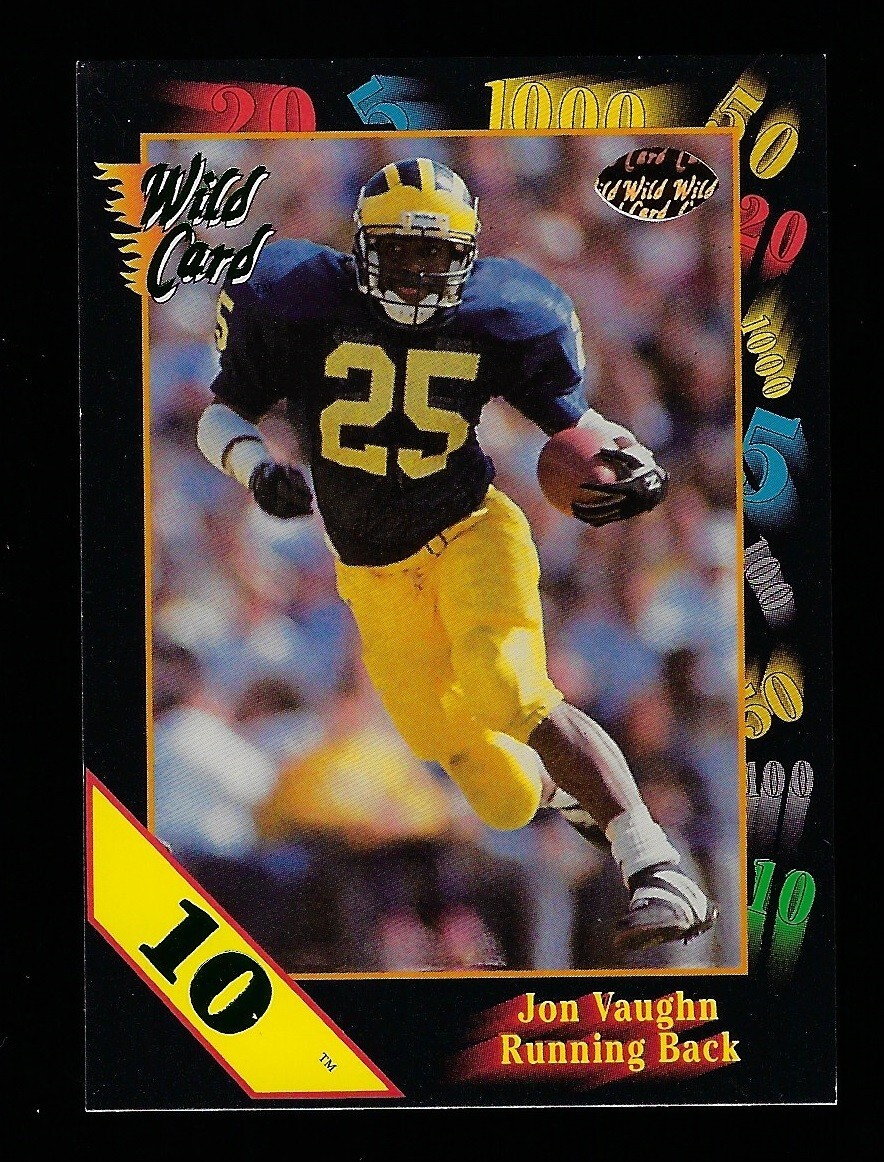 1991 Wild Card Draft 5 Stripe Jon Vaughn #52 Rookie RC - NM