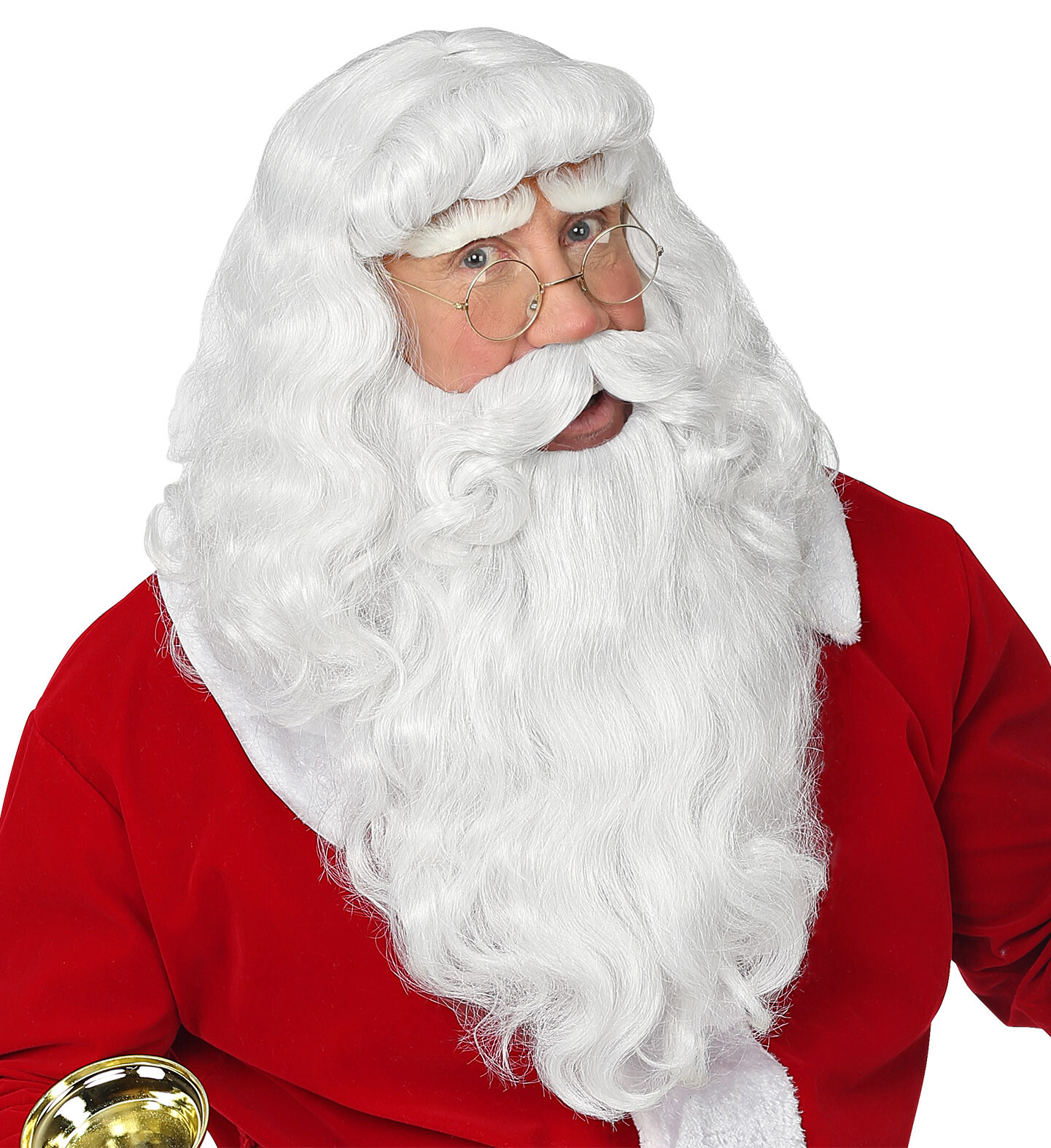 Deluxe Nikolaus Weihnachtsmann - Set Perücke mit Bart und Schnurrbart