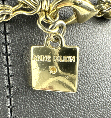 Vintage Anne Klein Necklace Gold Tone Chain Mesh with Gold Tone Rings, Free Ship - Picture 6 of 9