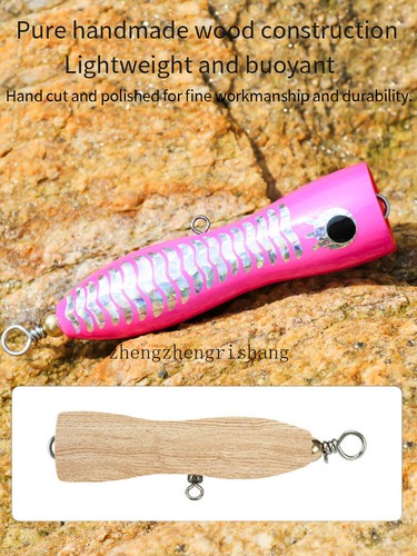 Fishing Trolling Wooden GT Popper Trolling Saltwater Big Game Topwater Lure - Picture 5 of 22