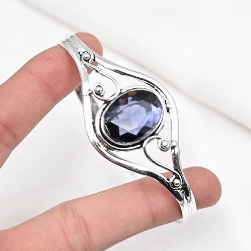 Iolite Bracelet Gemstone Handmade 925 Sterling Silver Jewelry For Christmas Gift - Video 1 of 1