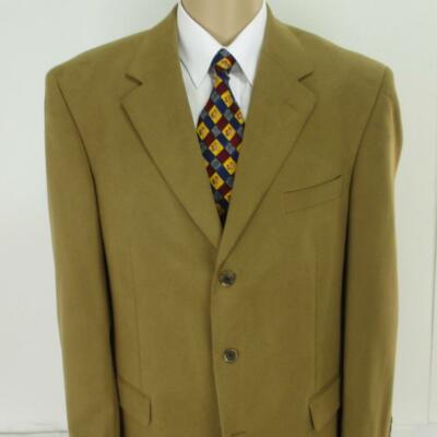 44 L Andrew Fezza Massiv Beige Kunstwildleder 3 Knöpfe Herren Jacke Sport Blazer