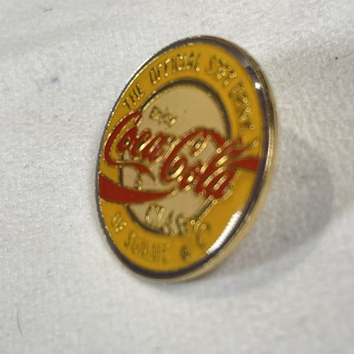 Coca-Cola Classic 1990s Official Soft Drink of Summer Coke Hat Pin Round Yellow - Picture 6 of 9