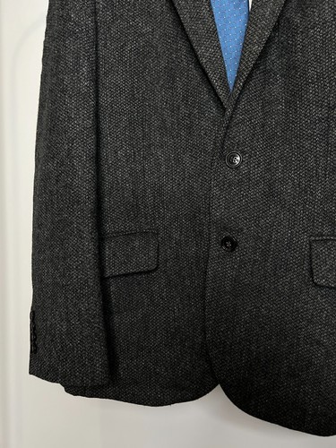 M&S Luxury Charcoal Grey Moon Tweed Wool Mens Blazer Sport Coat Jacket Size US42 - Picture 4 of 16