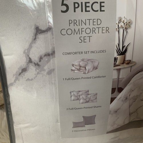 Full Queen Grey White Marble Comforter Set Shams And Pillows Pillowcase Bedding - Picture 4 of 9