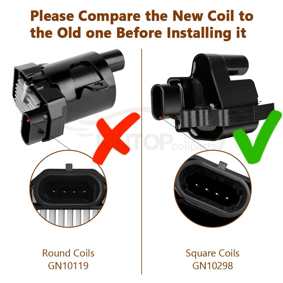 8 квадратных катушек зажигания для Cadillac Escalade ESV EXT Hummer H2 2002 2003-2006 - Изображение 3 из 4