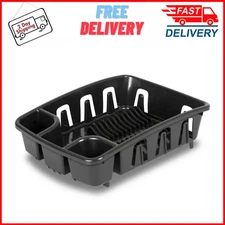 Sterilite DrainRack, Dishrack and Drainboard, Inclined Base for Draining, Black