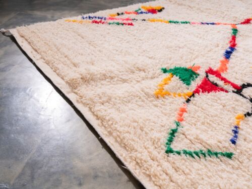 5x8 Handmade Moroccan Large white Area Rug Azilal Wool Beni White Living room - Picture 7 of 10