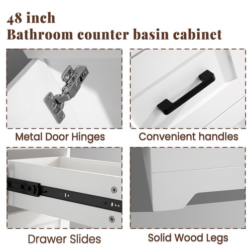 30"/36"/48"Bathroom Vanity With Sink Cabinet Ceramic Basin Under White No Mirror - Picture 8 of 40