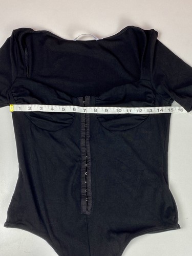 Bodysuit Size L Short Sleeve Hook & Eye Bodice ASTR The Label Black - Picture 8 of 10