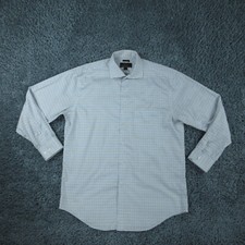 Jos A Bank Shirt ' Mens 16-34 White Blue Brown Plaid Reserve Long Sleeve