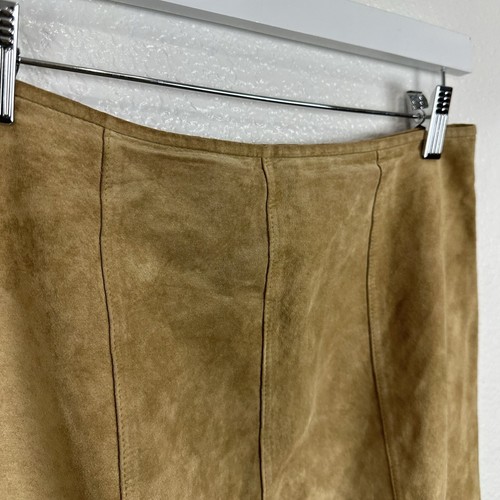 Ann Taylor Leather Skirt Women Size 4 Tan Camel Nubuck Western Boho Festival - Picture 4 of 10