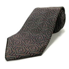 Lands' End Luxury Tie Geometric Pattern Satin Silk Necktie 61" x 3.5" Ships Fast