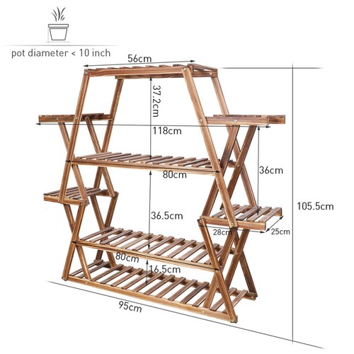 Multi Tiered Wooden/Bamboo Plant Stand Garden Patio Large Flower Exhibition Rack - Picture 41 of 63
