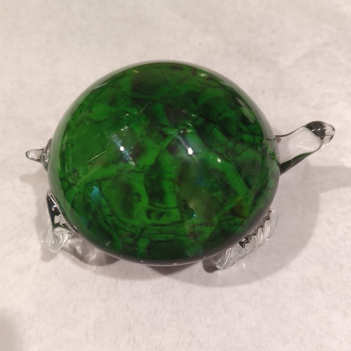 Vintage MURANO~STUNNING~Italian Hand Blown Art Glass Green Turtle 6" Length - Picture 4 of 9