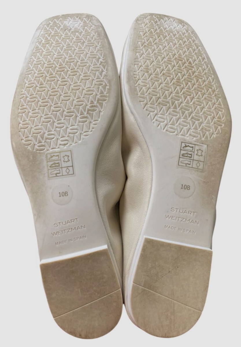 Stuart Weitzman Women's Ivory Bardot Lambskin Bow Ballerina Flats