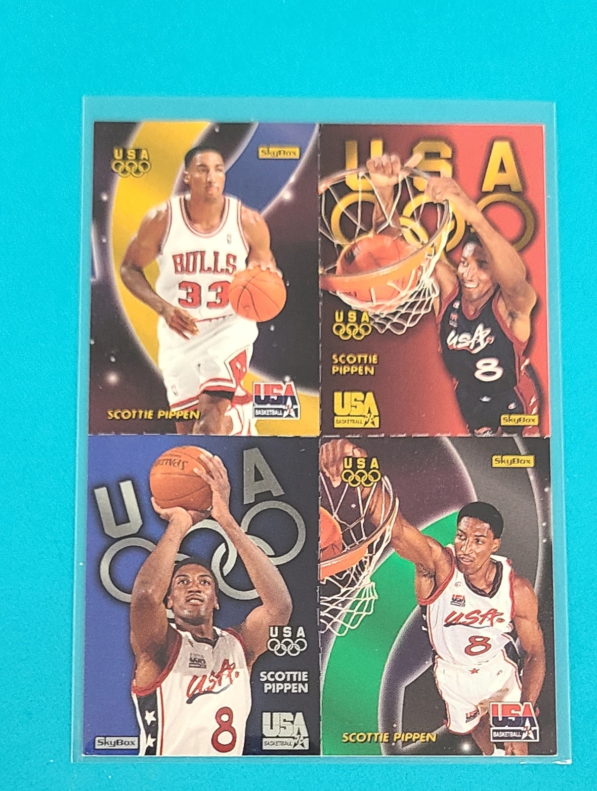 1996 SkyBox USA Quads #Q5 Scottie Pippen USA BASKETBALL Card 6B
