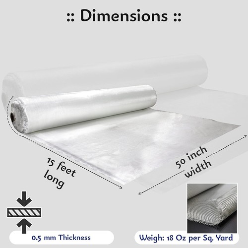 Fiberglass Woven Roving 18oz x 50" x 15 ft. (5 yd. Long) for Boat & Pool Repair - Picture 2 of 6