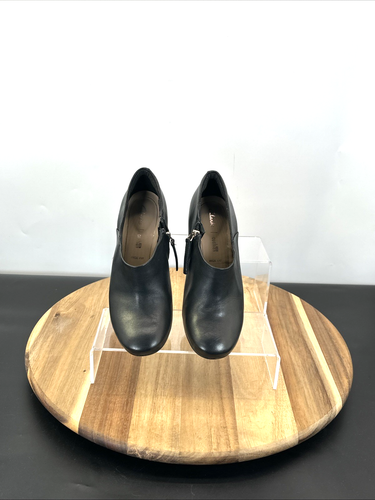 Clarks Women Court Shoes UK Size 4.5 E Black Leather Wide Fit with Side Zip Up - Picture 3 of 11